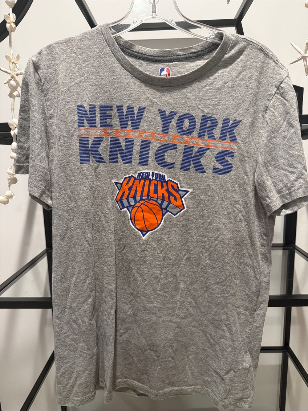 NBA New York Knicks Gray Tee with Blue and Orange Graphics